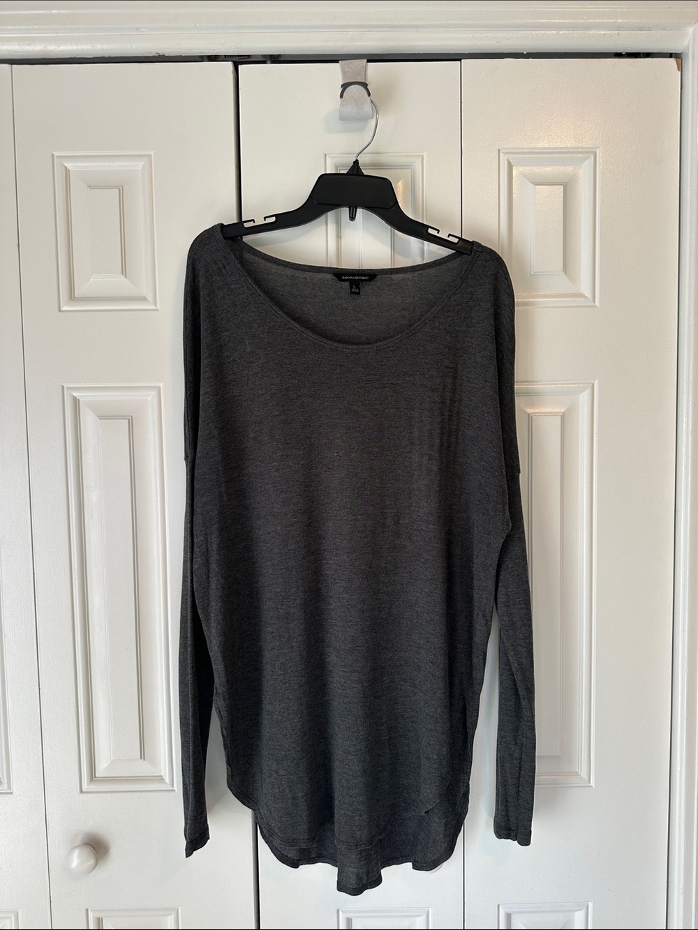 Banana Republic Dark Charcoal Long-Sleeve Scoop Neck Tunic